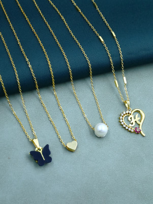 BOGHRA SALES Combo Pack of 4 Necklace Chain for Girls-women Pearl, Diamond Gold-plated Plated Alloy Necklace