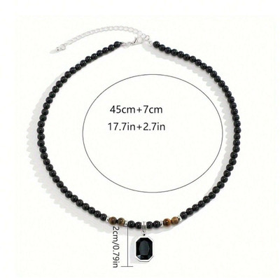 JRISSY Tiger Eye Stone Beaded Necklace for Men & boys Silver Plated Alloy Necklace