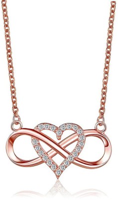 Fashion Frill AD Heart Infinity Chain Necklace For Women Girls Infinity Necklace For Girls Cubic Zirconia Gold-plated Plated Alloy Necklace