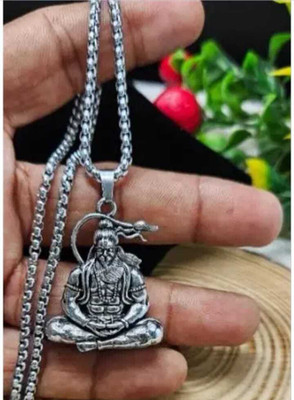 SSUNIQ Hanuman (BajrangBali) Ji Pendant Necklace Silver Alloy, Stainless Steel Locket