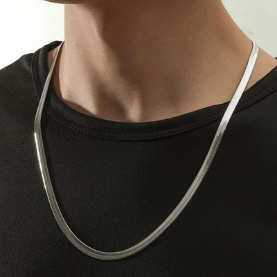 DAREBYGOLDENERA Twisted Cuboids Link Chain for Men Silver Plated Metal Chain Sterling Silver Plated Stainless Steel Chain