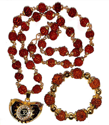 SHREENATHJI Shreenathji Five Mukhi Rudraksh Mala With Brecelet Rudraksha Necklace Set