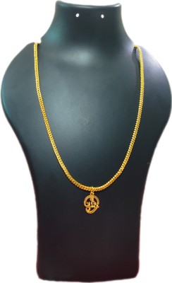 TGS GOLD COVERING Traditional Om Dollar Chain for Womens 24 Inch Gold-plated Plated Copper Chain