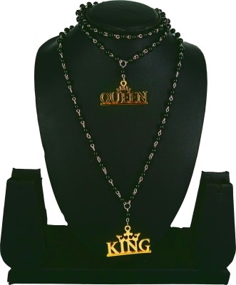 shankhraj mall Royal Love with the King or Queen Locket on a Black Bead Chain Combo Necklace Gold-plated Plated Alloy Chain