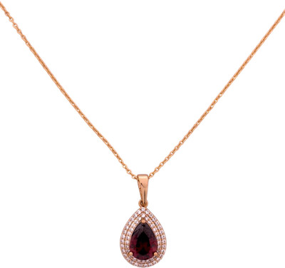 ZIRCON JEWELS Scarlet Halo Teardrop Pendant Necklace For Women & Girls | Gift Ready Box Cubic Zirconia Gold-plated Plated Copper Chain Set