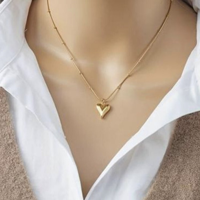 Jassa Anti-Tarnish Love Heart Pendant for Women Gold-plated Alloy Pendant Set