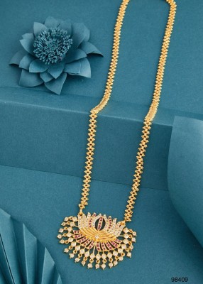 Princy Enterprise Indian stayle Traditional Premium quality AD Ston Impon panchola Necklace Gold-plated Plated Brass Necklace