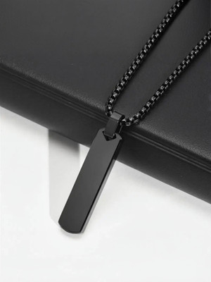 Thrillz Silver For Men Bar Pendant Black Pendant For Men Boys Silver Plated Stainless Steel Chain