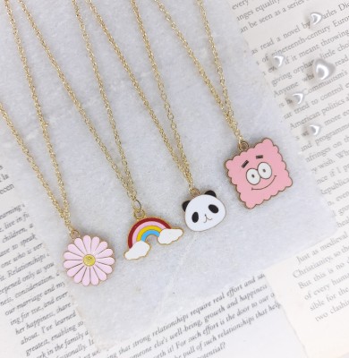 EnlightenMani Adorable Cartoon Characters Collection ~ Pack of 4 Necklaces Gold-plated Plated Alloy Necklace Set