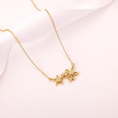 GIVA 925 Silver Golden Shimmer Bloom Necklace for Women Gold-plated Plated Sterling Silver Necklace