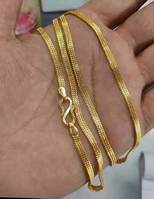 XAYIZ 1 gram High Quality Indian Polished “20” Inches Gold Chain for Men and boy Gold-plated Plated Alloy Chain