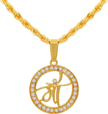 FRESH VIBES Maa Locket Pendant Mens Neck Chain Stylish Golden Religious Mother Necklace Gold-plated Plated Brass Chain