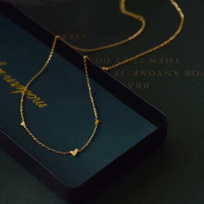 MYKI Elegant Gold Heart Chain Necklace For women & girls Gold-plated Plated Stainless Steel Necklace