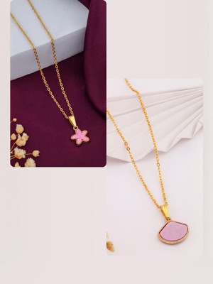 Dressberry Elegant new charms Set of 2 Necklace chain for Girls and Women Gold-plated Plated Brass Chain