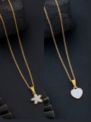 Dressberry Elegant Set of 2 Necklace Chains for Women & Girls Gold-plated Plated Brass Chain