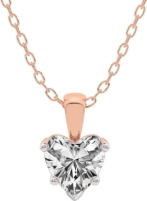 BELWICK Rose Gold Diamond Hart Pendant Diamond Copper Plated Brass Necklace