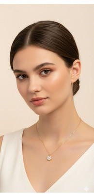 Gleve Gold Plated Stylish Necklace With Pandent For Women- Perfect Necklace For Gift Crystal Gold-plated Plated Stainless Steel Necklace
