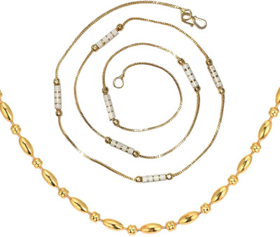 AanyaCentric 22inches Long Combo of 2 Gold-plated Plated Brass Chain