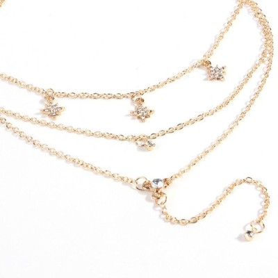 TheVineGirl Three Layered Star Studs Pendant Necklace For Women and Girls Gold-plated Plated Alloy Layered