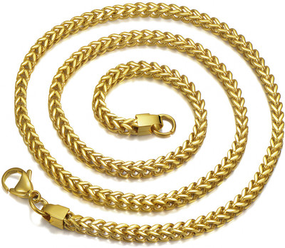 Minprice High Quality Stainless Steel Gold 4mm Curb Neck Chain for Men Boy Sterling Silver Plated Stainless Steel Chain