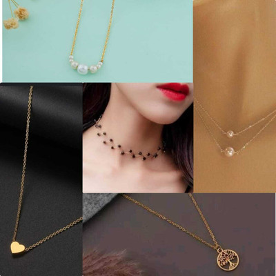 Jewel Knot White Pearl/Motti Fancy Chain Gold-plated Plated Alloy Necklace