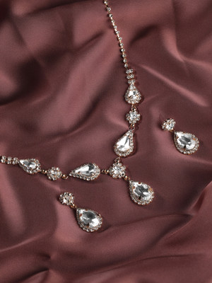 RUBANS Gleaming Elegance Gold-Tone Zircon Jewellery Set Gold-plated Plated Alloy Necklace