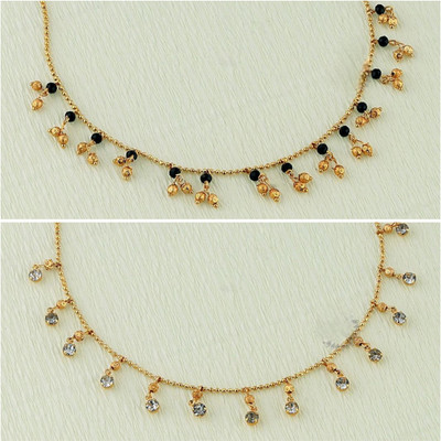 HETALENTERPRISE Pack of 2 Tanmaniya for women Necklace Tanmaniya for women Mangalsutra for women Cubic Zirconia, Diamond, Crystal Gold-plated Plated Brass, Alloy Necklace