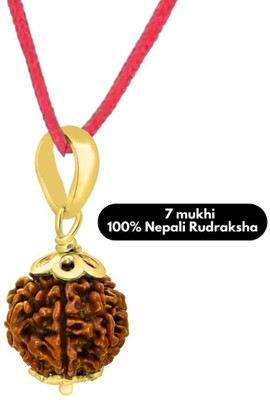 JangraBro Certified Natural 7 Mukhi Rudraksha/Seven Mukhi Pendant Gold-plated Plated Brass Necklace Set