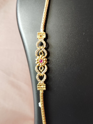 VRAJ FASHION JEWELLRY MUGAPPU CHAIN Cubic Zirconia Gold-plated Plated Brass Chain