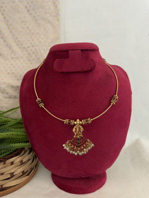 Influtive Traditional Wedding Wear Necklace/Jewellery Set For Women and Girls Cubic Zirconia Gold-plated Plated Brass Necklace Set