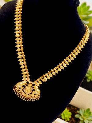 Pretty Queen Forming Plated Lakshmi Designed Long Necklace For Women & Girls, 1 Gram Gold-plated Plated Brass, Copper Necklace