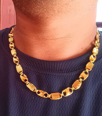 Trendy Gold new modal nawabi short 20 inch brass gold plated chain for men,boys Gold-plated Plated Brass Chain