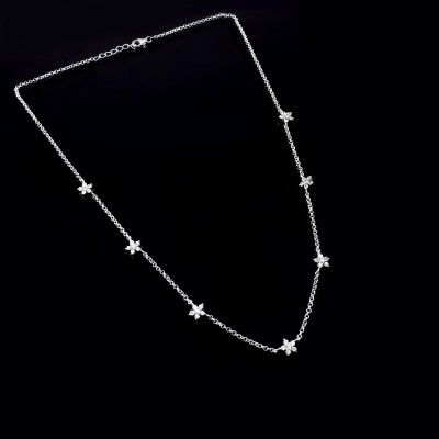 Mushk 925 Silver Star Constellation Necklace for Women Zircon Rhodium Plated Sterling Silver Necklace