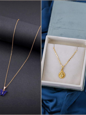 Dressberry SET OF 2 PENDANT CHAIN FOE GIRLS AND WOMEN Gold-plated Plated Brass Necklace Set