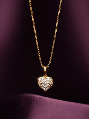 Palmonas Cute Heart Diamond Necklace | 18k Gold Vermeil Gold-plated Plated Stainless Steel Necklace