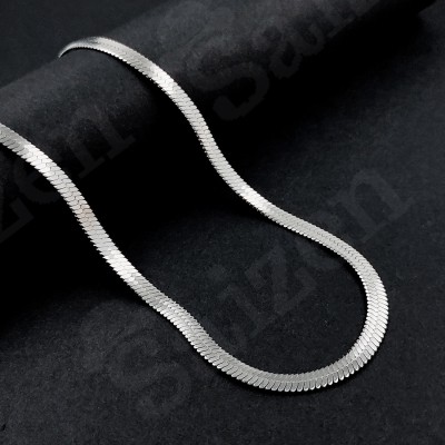 Saizen Silver plated Stainless Steel Snake Chain For Men And Boys Rhodium Plated Stainless Steel Chain