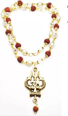 Pappan RUDRAKSH SPHATIK WITH MOTI MALA OM TRISHUL DAMRU LOCKET Rudraksha, Alloy Chain
