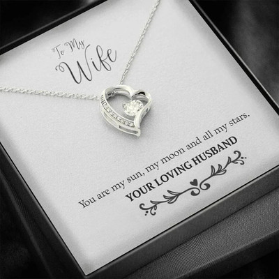FABUNORA To My Wife - Sun, Moon and Stars - Pure Necklace Gift Set Sterling Silver Chain