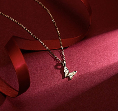 Vembley Single Layered Small Butterfly Pendant Necklace Gold-plated Plated Alloy Chain