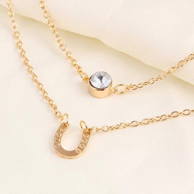 TheVineGirl Double Layered U-Shape and Stud Pendant Necklace For Girls And Women Gold-plated Plated Alloy Layered