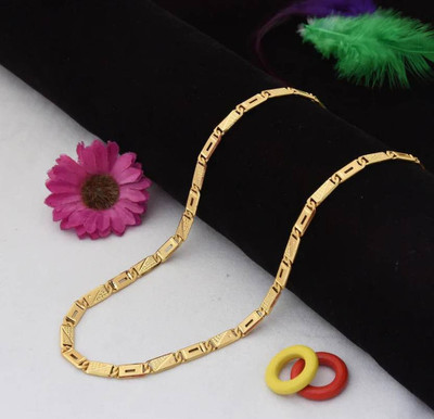 Necshiva 1 gram High Quality Indian Polished “20” Inches Gold Chain for Men and boy Gold-plated Plated Alloy Chain