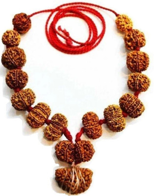 Jewelswonder Siddha Rudraksha Mala (1-14 Mukhi, Ganesh and Gauri Shankar) With Lab Certified Beads Dori Necklace