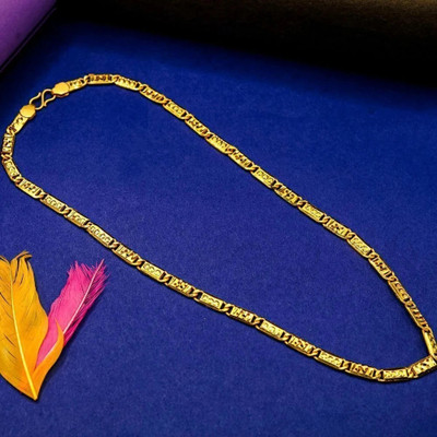 RAJAVEER IMITATION Micro Gold Plated Nawabi biscuit chain Gold-plated Plated Crystal Chain