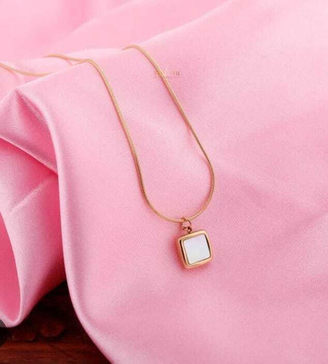 NAYMA FASIONS Anti-tarnish elegant Pearl square necklace Pearl Gold-plated Plated Stainless Steel Chain