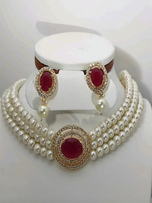 prem jewellers Beads Gold-plated Plated Brass Necklace Set