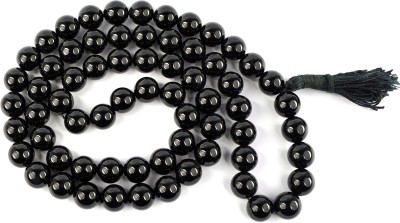 CRYSTU Natural Black Tourmaline 10 mm 66 Round Bead Jaap Mala Necklace for Unisex Tourmaline Crystal Chain