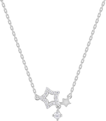 GIVA Zircon Rhodium Plated Sterling Silver Necklace