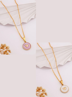 Dressberry SET OF 2 PENDANT CHAIN FOE GIRLS AND WOMEN Gold-plated Plated Brass Necklace Set