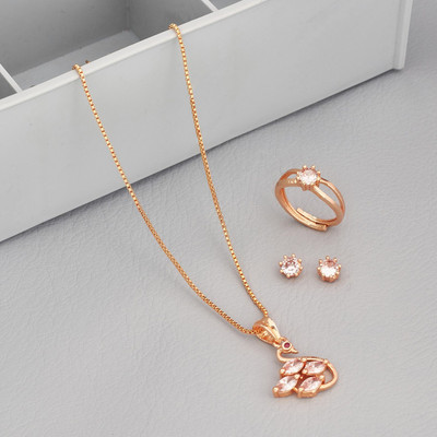 Radheshyam Creation Alloy Gold-plated Rose Gold Jewellery Set(Pack of 4)