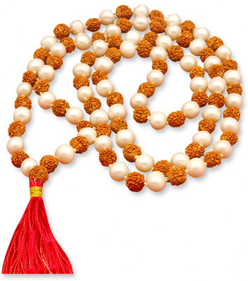 Ceylonmine01 Natural Rudraksha & Pearl Beads Mala Spiritual Jaap Mala for Men & Women Pearl Rudraksha Chain